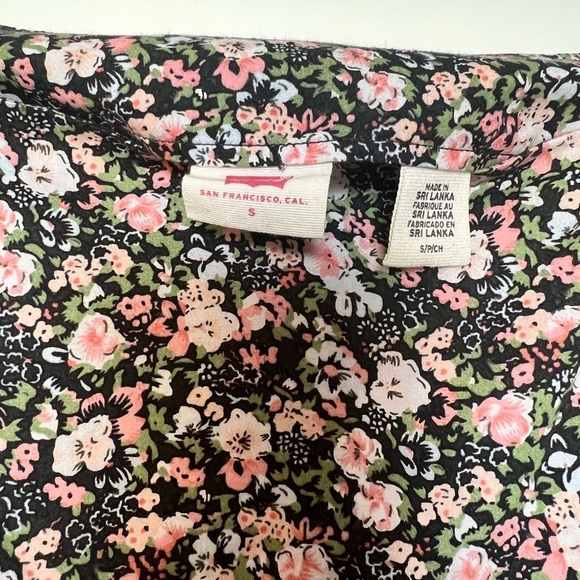 LEVI'S Black Floral Pouf Sleeve Square Neck Short Dress (Small) - Picture 5 of 5